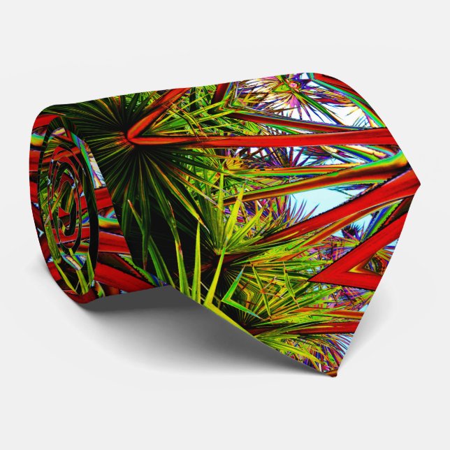 Vivid Tropical Exotic Modern Abstract Tie (Rolled)