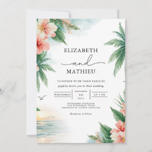 Vivid Tropical Foliage Arch Wedding Invitation