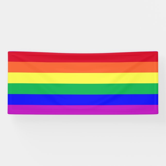 Vivid Vibrant Colours LGBTQ Classic Rainbow Stripe Banner (Horizontal)