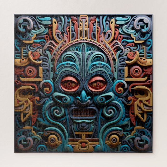Vivid Vibrant Tribal 3D Paper Art style pattern  Jigsaw Puzzle (Vertical)