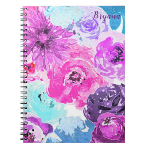 Vivid Violet Bold Floral Flowers Pink Purple Chic Notebook
