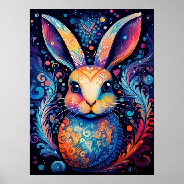 Vivid Vortex: Blooming Bunny Bliss Poster (Front)