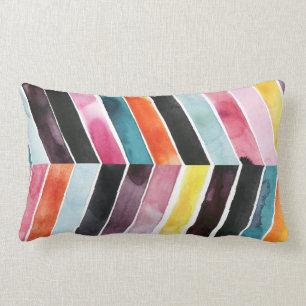 Vivid Watercolor Chevron I Lumbar Pillow