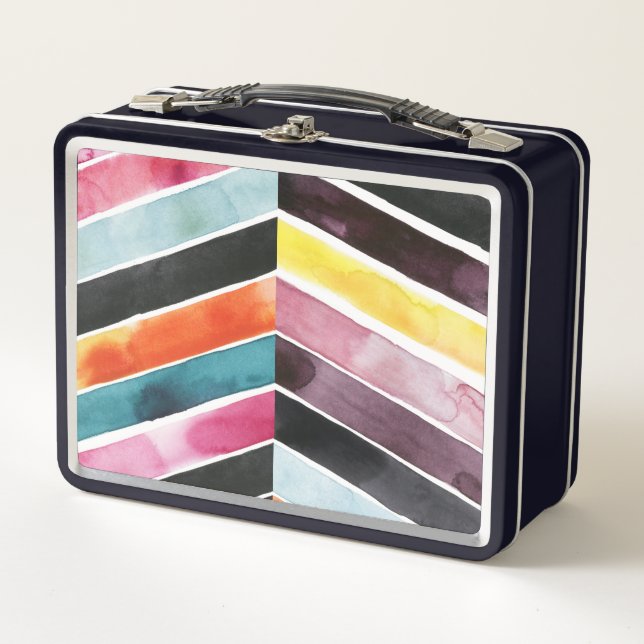 Vivid Watercolor Chevron I Metal Lunch Box (Front)