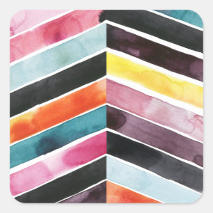 Vivid Watercolor Chevron I Square Sticker