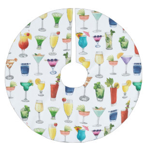 Vivid Watercolor Cocktail Pattern Tote Bag Brushed Polyester Tree Skirt