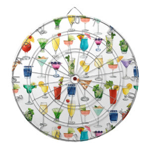 Vivid Watercolor Cocktail Pattern Tote Bag Dartboard