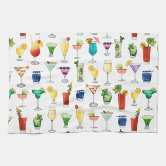 Vivid Watercolor Cocktail Pattern Tote Bag Kitchen Towel
