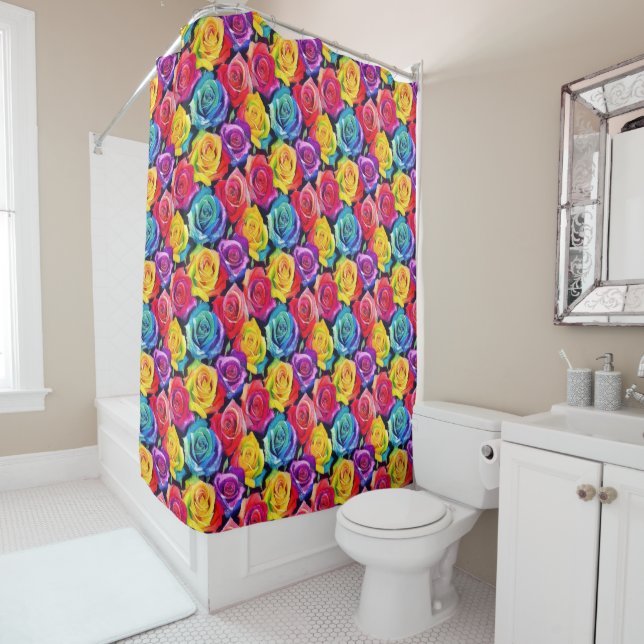 Vivid watercolor roses print, floral pattern (In Situ)
