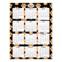 Vivid Watercolor Splash Dog Paw 2024 Calendar