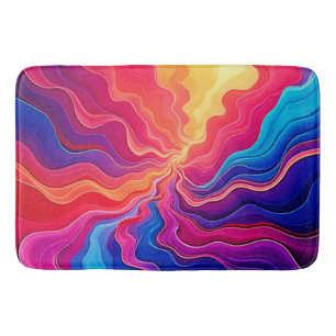 Vivid Waves: Abstract Neon Energy Flow Art Bath Mat