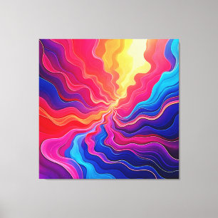 Vivid Waves: Abstract Neon Energy Flow Art Canvas Print