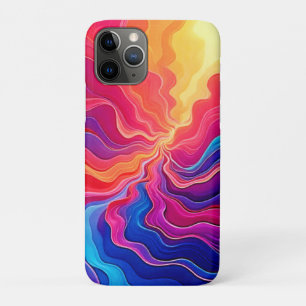 Vivid Waves: Abstract Neon Energy Flow Art iPhone 11 Pro Case