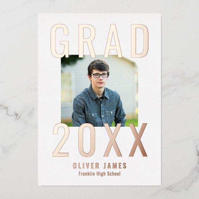 Vivid Year Foil Graduation Announcement Invite (Front)