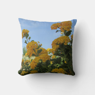 Vivid Yellow Flower Photo Desert Lantana Bloom Throw Pillow