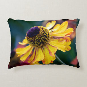 Vivid Yellow Helenium with Purple Centre Accent Pillow