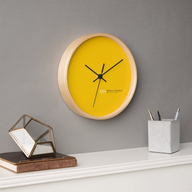 Vivid Yellow Sun Colour Modern Clock (Office)
