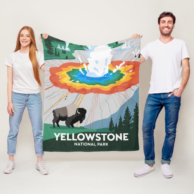 Vivid Yellowstone National Park Fleece Blanket (In Situ)