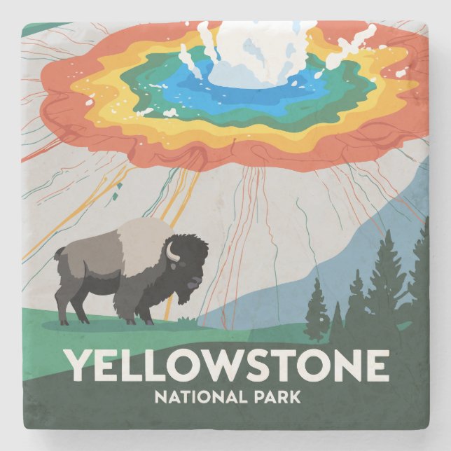 Vivid Yellowstone National Park Stone Coaster (Front)