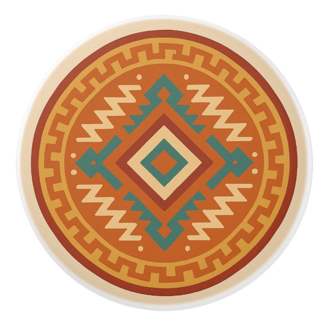 Vivid Zapotec Diamond Geometry Cabinet Knob Pull (Front)