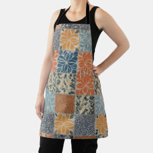 Vividly coloured animal print mosaic patterns apron