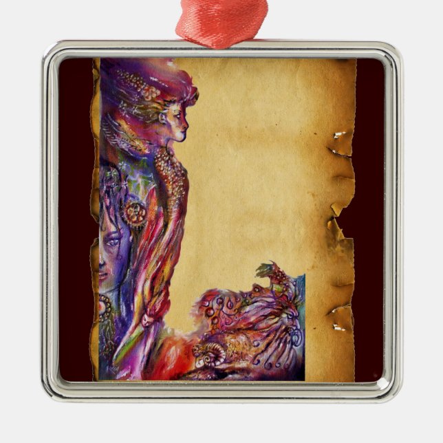 VIVIEN AND MERLIN Fantasy Metal Ornament (Front)