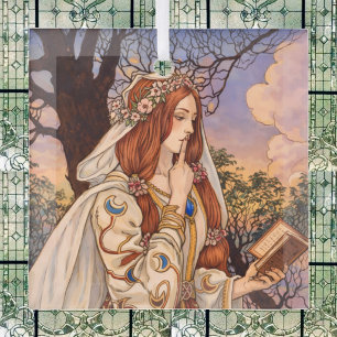Vivien – Art Nouveau Enchantress Illustration Glass Ornament