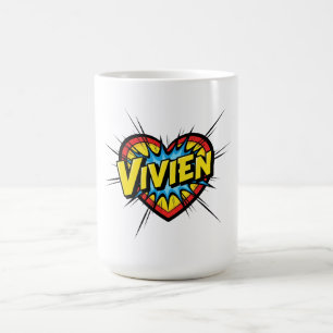 Vivien Comic Pop Art Heart Name Coffee Mug