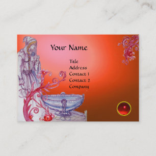 VIVIEN MONOGRAM gem orange white red Business Card