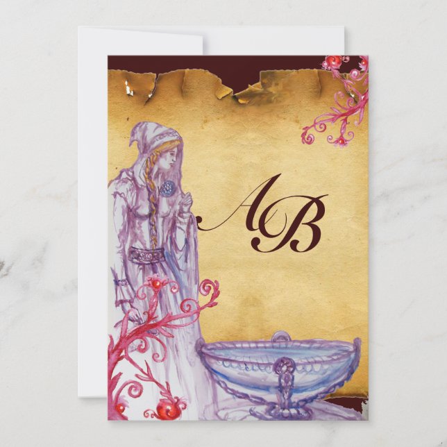 VIVIEN MONOGRAM  parchment purple Invitation (Front)