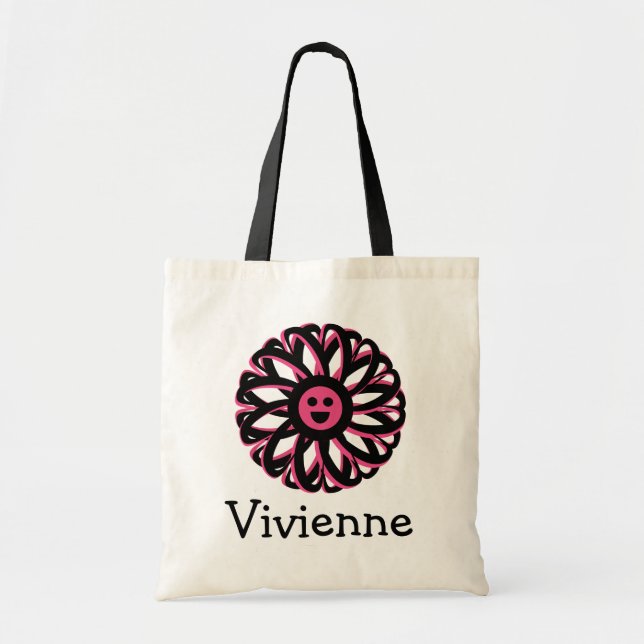 Vivienne Happy Flower Personalized Tote Bag (Front)