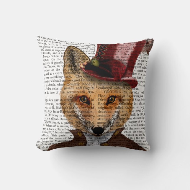 Vivienne Steampunk Fox Throw Pillow (Front)