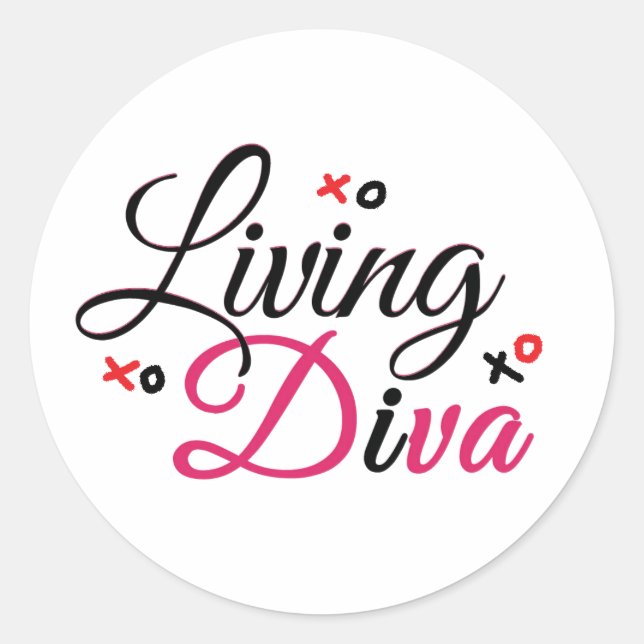 Vivre Diva en Stickers Rond Classique Rouge (Devant)