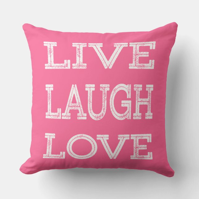 Vivre, rire, aimer Motivation Citation Coussin ros (Recto)