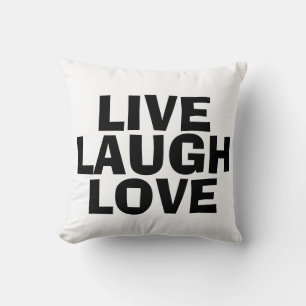 Vivre rire amour, coussins inspirants