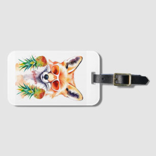 Vixen fox with upside-down pineapples  luggage tag