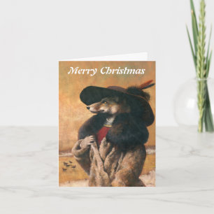 Vixen In Snow Christmas Card