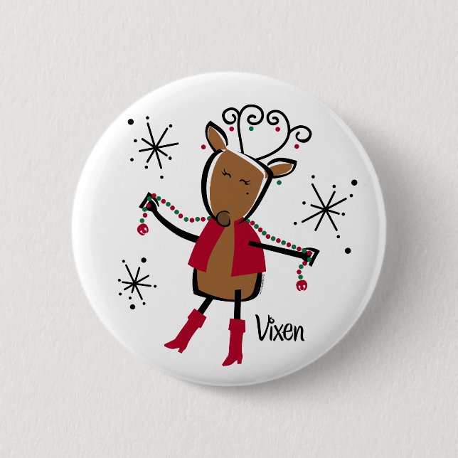 Vixen Reindeer 2 Inch Round Button (Front)
