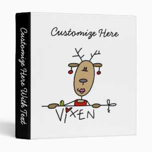 Vixen Reindeer Christmas Tshirts and Gifts Binder