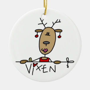 Vixen Reindeer Christmas Tshirts and Gifts Ceramic Ornament