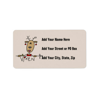 Vixen Reindeer Christmas Tshirts and Gifts Label