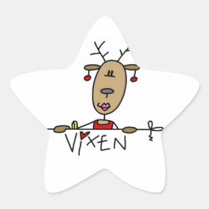 Vixen Reindeer Christmas Tshirts and Gifts Star Sticker