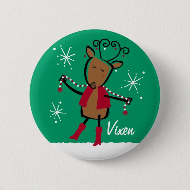 Vixen Reindeer Custom Button (Front)