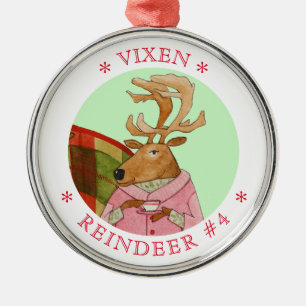 VIXEN REINDEER Premium Round Ornament