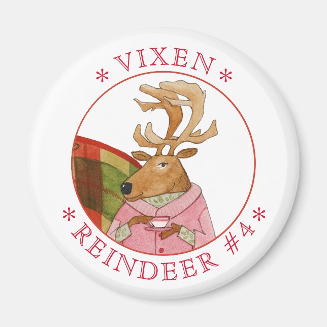 VIXEN REINDEER Round Magnet (Front)
