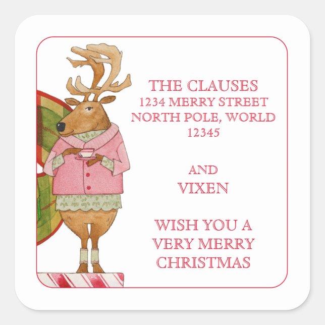 VIXEN REINDEER Small Address Envelope Seals (Front)