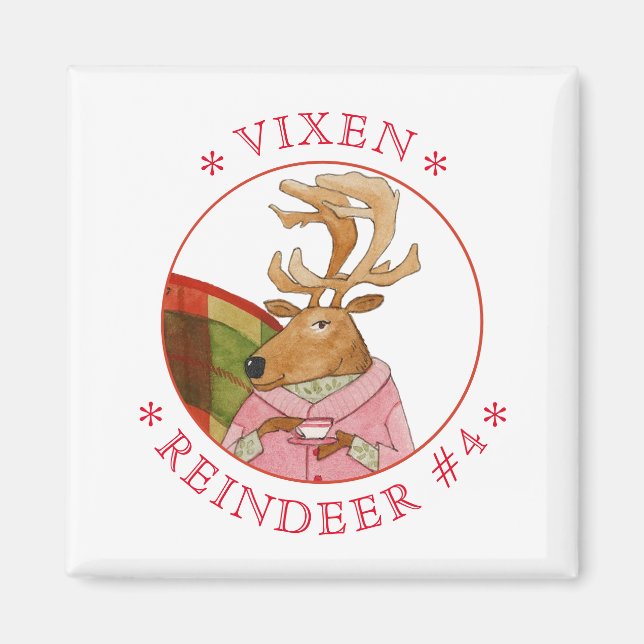 VIXEN REINDEER Square Magnet (Front)