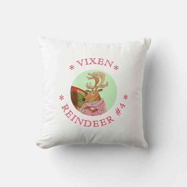 VIXEN REINDEER Square Throw Pillow (Front)