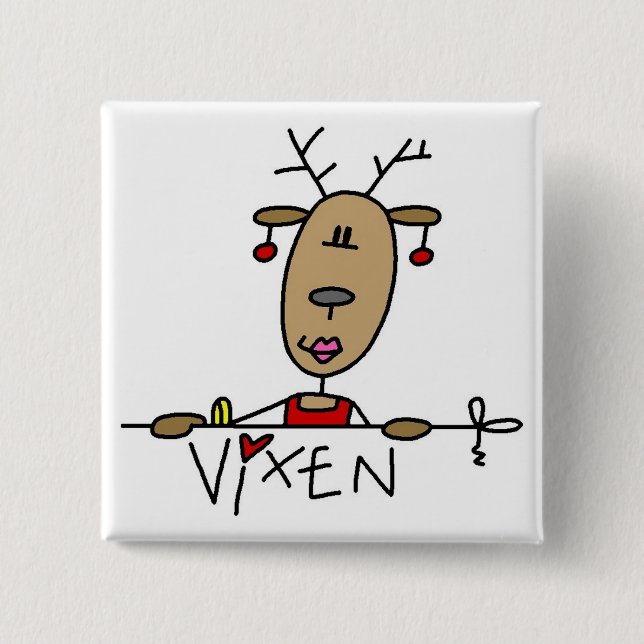 Vixen Reindeer Tshirts and Gifts 2 Inch Square Button (Front)