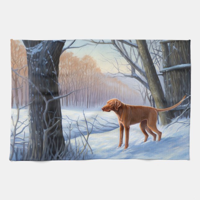 Vizla Let It Snow Christmas  Kitchen Towel (Horizontal)